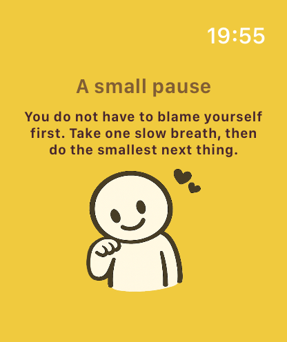 Gentle recovery nudge in the Health Diary Apple Watch app